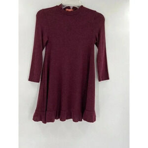 Modcloth Long Sleeve Mock Neck Burgundy Top Tunic Ruffle Sweater Size XXS